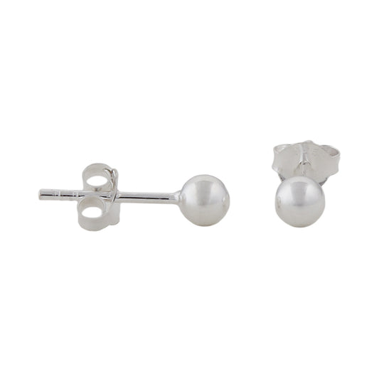 Stud earring 4mm ball shiny silver 925