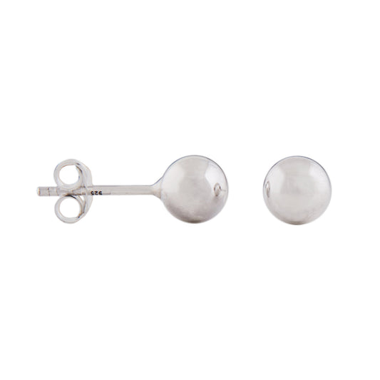 Stud earring 6mm ball shiny silver 925