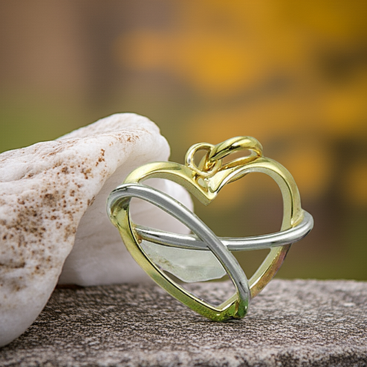 Pendant 13x15mm heart bicolor shiny 9Kt GOLD