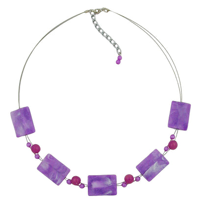 Chain wire chain square wavy lilac-white-marbled plastic beads 45cm