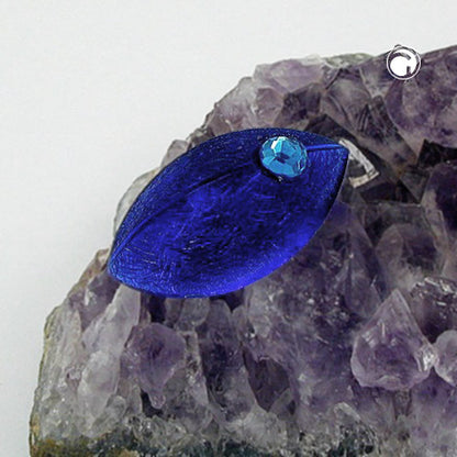 Brooch pin 35x20x11mm mouse blue-transparent shiny with light blue eye plastic