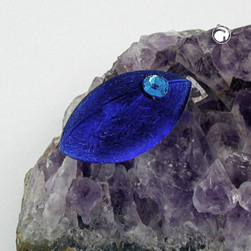 Brooch pin 35x20x11mm mouse blue-transparent shiny with light blue eye plastic