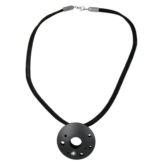 Chain 48mm metal pendant hole ring anthracite colored cord black 50cm