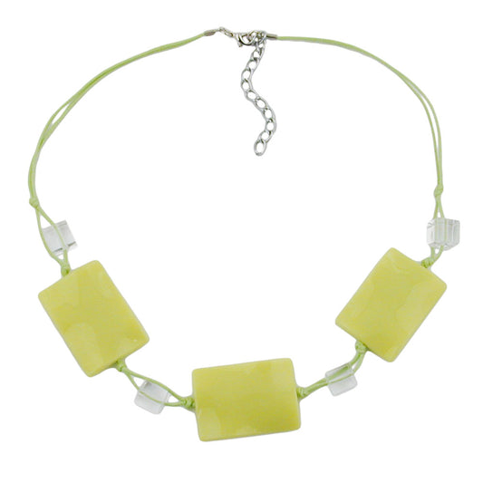 Chain 3x 35x25mm square wavy light green plastic beads cord 45cm