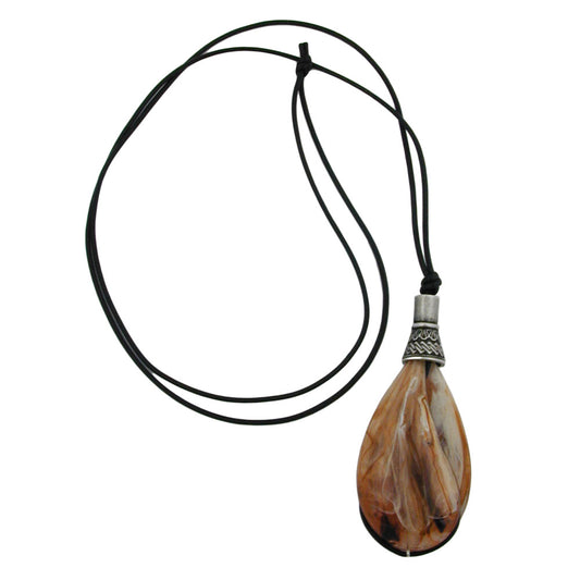 Chain 85x36mm drop beige-brown-marbled 100cm