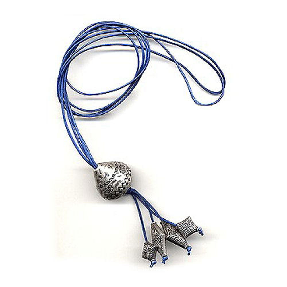 Chain 30x28mm cone bead plastic antique silver colored cord blue 100cm