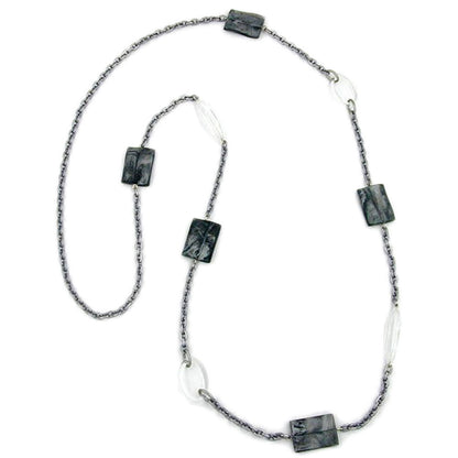 Kette 25x16mm Viereck Kunststoff silbergrau kristall Ankerkette Alu 100cm
