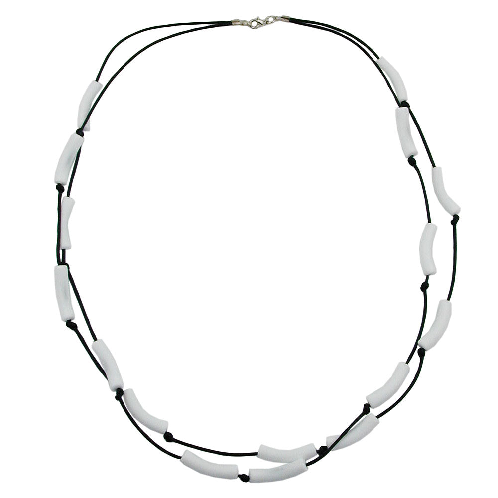 Chain 2-row roller white-matt with cord black 70cm
