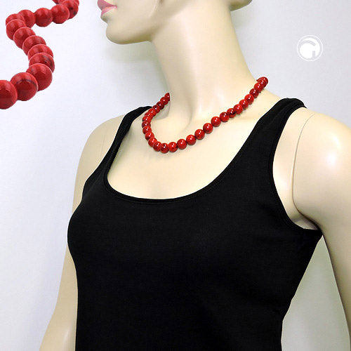 Kette 12mm Kunststoffperlen rot-schwarz-marmoriert