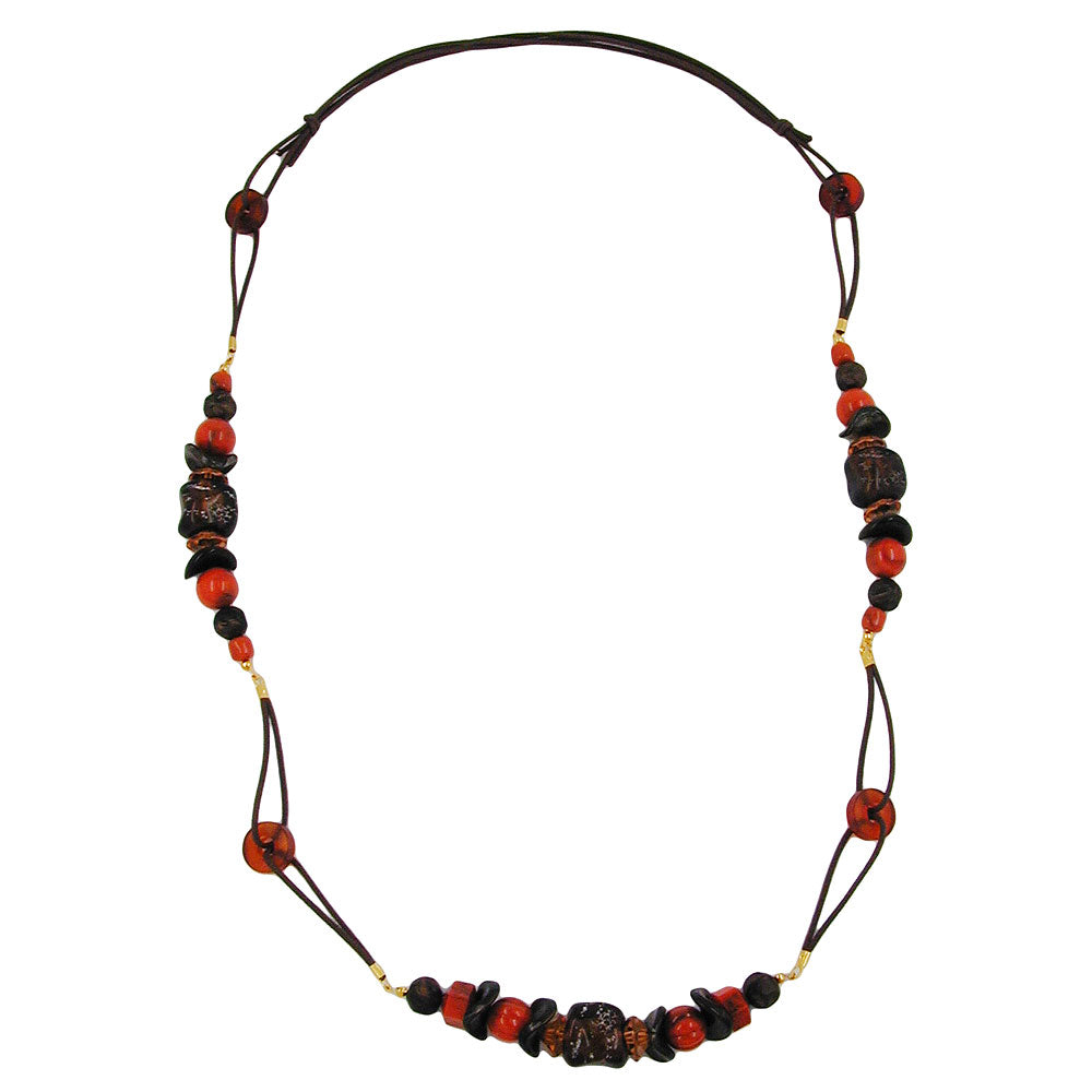 Chain cord chain rust brown plastic bead stone bead brown 100cm