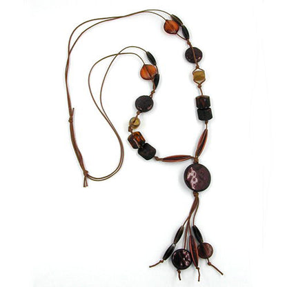 Kette 28mm Scheibe Kunststoff kaffeebraun Kordel braun 90cm