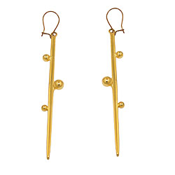 Ear hook earrings 80mm bar gold-plated Tombak