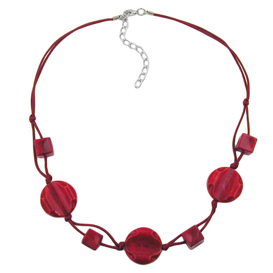 Chain 3x disc plastic dark red-marbled cord wine red 45cm