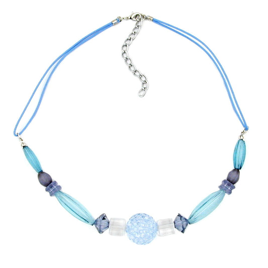 Necklace light blue-turquoise-transparent plastic cord light blue 42cm