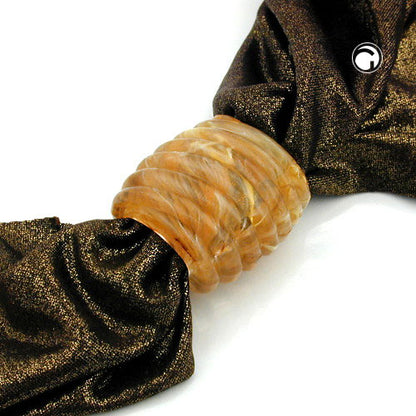 Cloth ring 35x34x23mm spiral plastic horn-yellow-brown-marbled matt