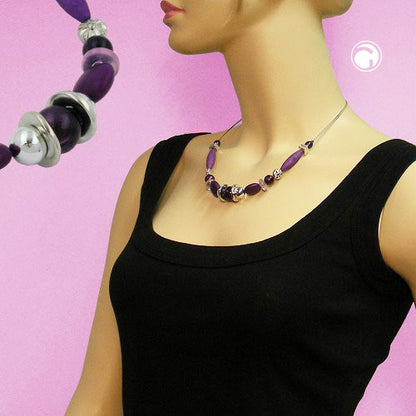 Chain wire chain purple silver-colored plastic beads 45cm