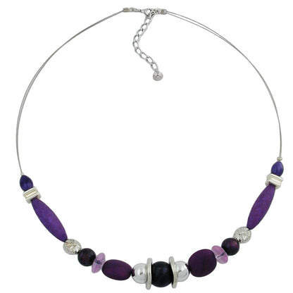 Chain wire chain purple silver-colored plastic beads 45cm