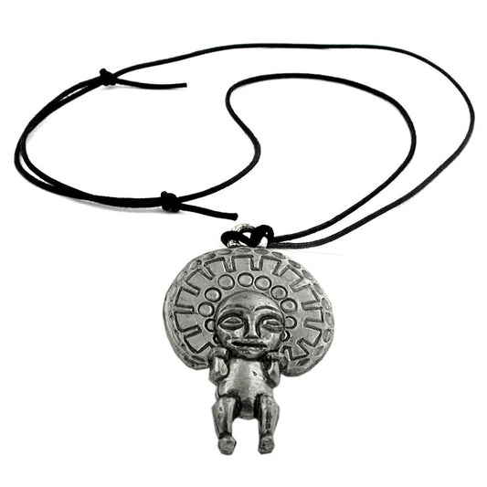 Kette 52x37mm Anhänger Zinn Gott der Inka 100cm