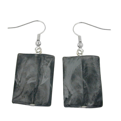 Earring hooks earrings 45x17mm square plastic black-grey matt