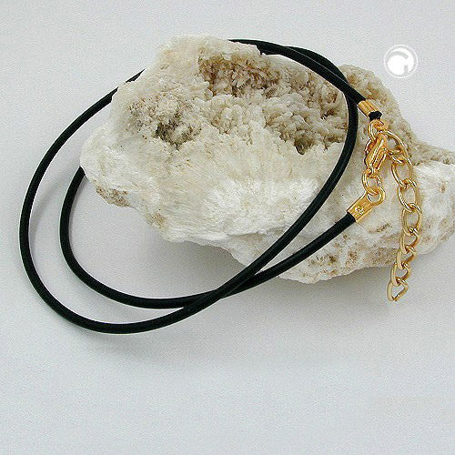 Rundschnur 3mm Vollgummikette Naturkautschuk Verschluss goldfarbig