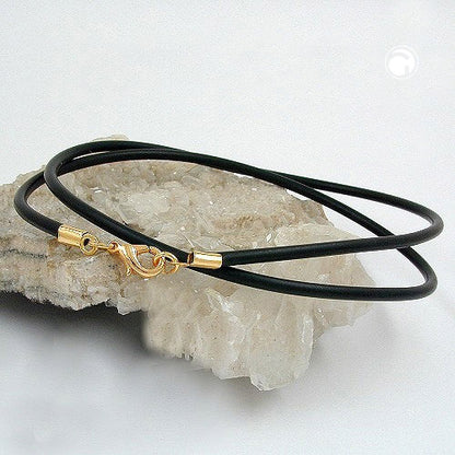 Rundschnur 3mm Vollgummikette Naturkautschuk Verschluss goldfarbig