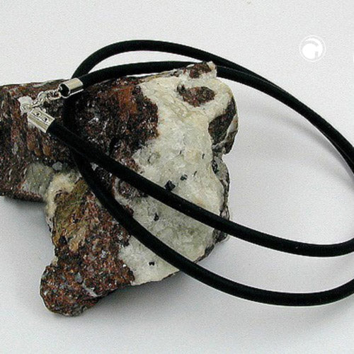 Rundschnur 4mm Vollgummikette Naturkautschuk Verschluss silberfarbig