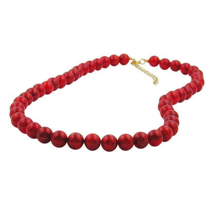 Necklace 10mm plastic beads currant red-marbled 50cm