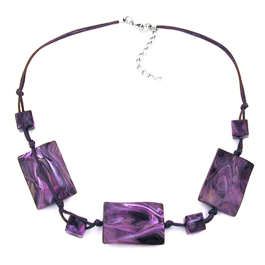 Chain 3x 35x25mm square wavy purple-marbled 45cm