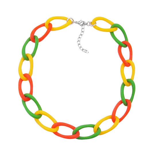 Chain wide armour chain links plastic yellow-apricot-green 45cm