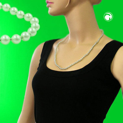 Mint-colored knotted glass bead necklace, 60cm