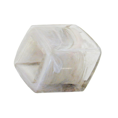 Cloth ring 45x36x18mm hexagon crystal-grey-marbled glossy plastic