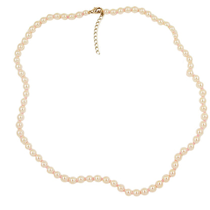 Chain 8mm glass pearl necklace knotted cream-colored 65cm