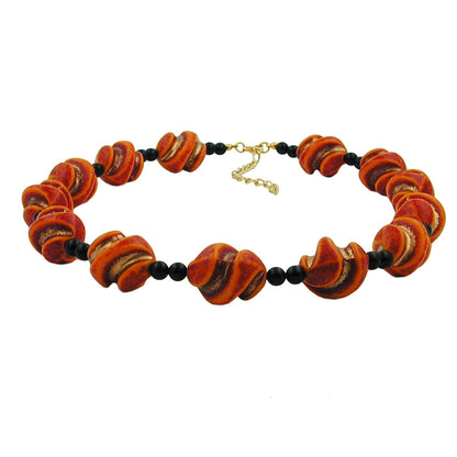 Chain plastic beads screw beads red-orange black 50cm
