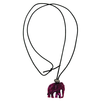 Kette „Elefant fuchsia-weiß marmoriert“ – lebendig, stilvoll & symbolisch