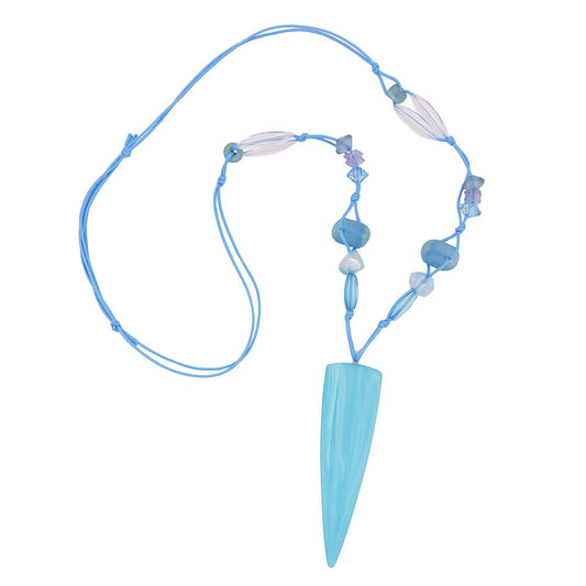 Kette 97x28mm Dreieck lang türkis-hellblau Kunststoff Kordel hellblau 90cm