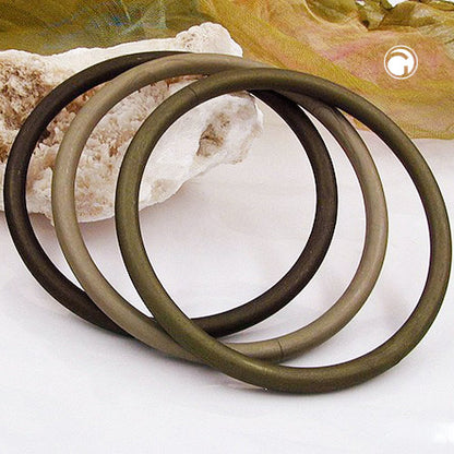 Bracelets 75x15mm ring set with 3 plastic rings in different brown-olive shades matt