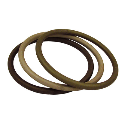 Bracelets 75x15mm ring set with 3 plastic rings in different brown-olive shades matt