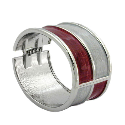 Bangle 73x38mm with folding hinge metal wine red-beige-grey enamelled