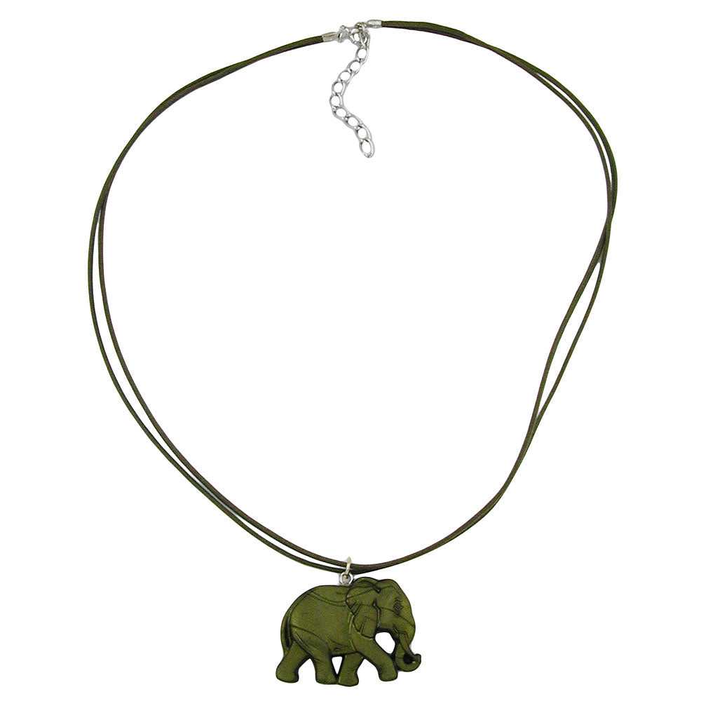 Chain 38x28x6mm elephant plastic olive green silky matt cord olive 50cm