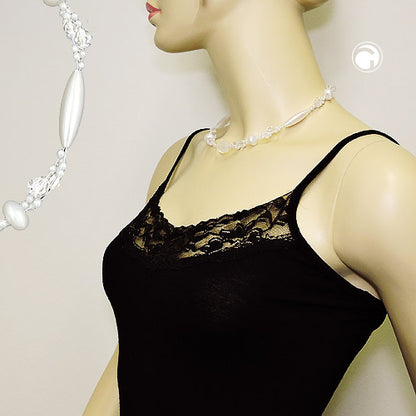 Chain wire chain crocodile pearl white frosted pearl wax white plastic beads 42cm