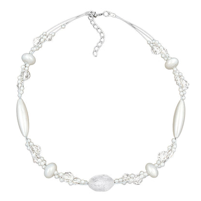 Chain wire chain crocodile pearl white frosted pearl wax white plastic beads 42cm