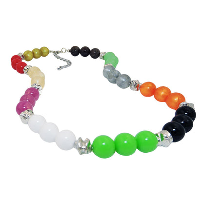 Chain 10mm beads plastic multicolor with chrome-colored 42cm