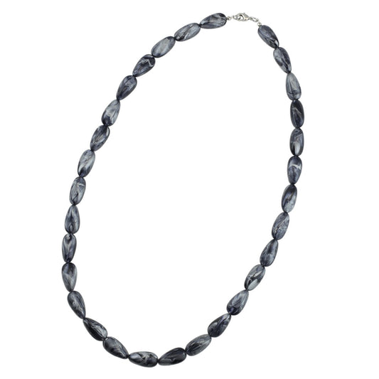 Chain 20x10mm angle bead plastic gray-silver-marbled shiny 60cm