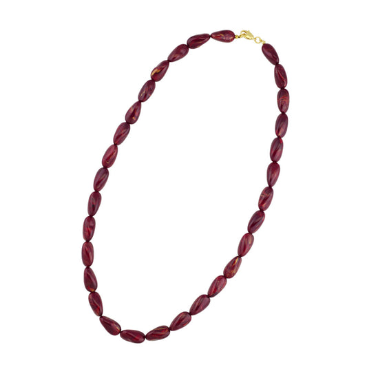 Chain 20x10mm angle bead plastic burgundy-gold marbled shiny 60cm