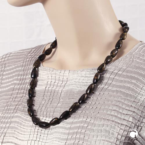 Chain 20x10mm angle bead plastic black-gold-marbled shiny 60cm