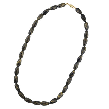 Chain 20x10mm angle bead plastic black-gold-marbled shiny 60cm