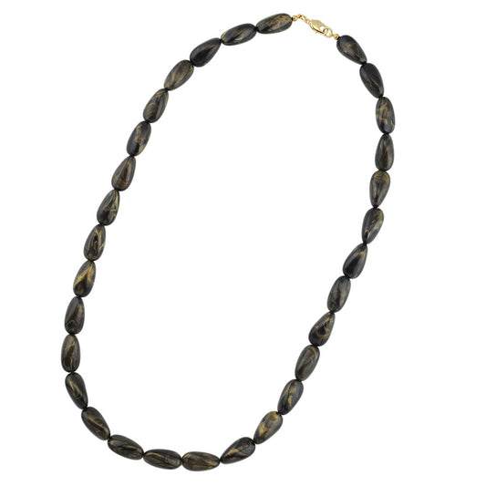 Chain 20x10mm angle bead plastic black-gold-marbled shiny 60cm