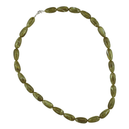 Necklace 22x11mm pear pearl plastic olive-white-marbled shiny 60cm