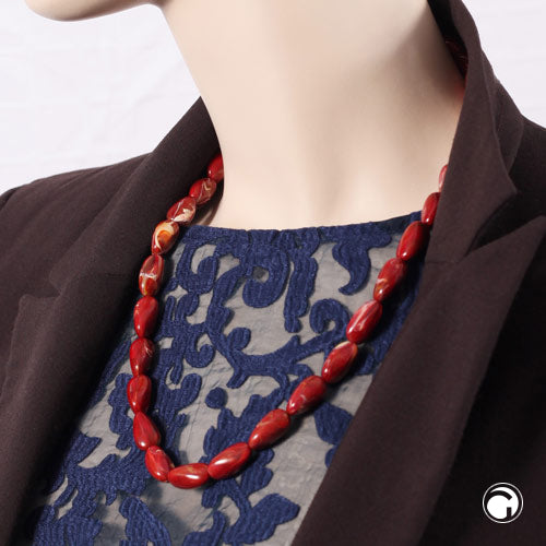Chain 20x10mm angle bead plastic red-gold-white-marbled shiny 60cm