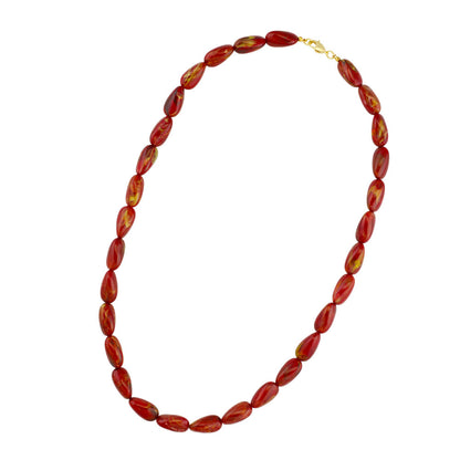 Chain 20x10mm angle bead plastic red-gold-white-marbled shiny 60cm